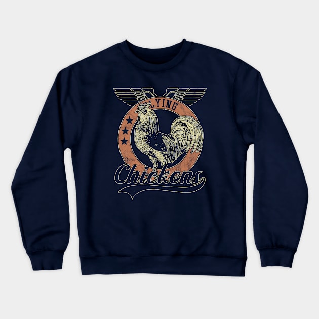 Flying Vintage Chickens Crewneck Sweatshirt by bluerockproducts